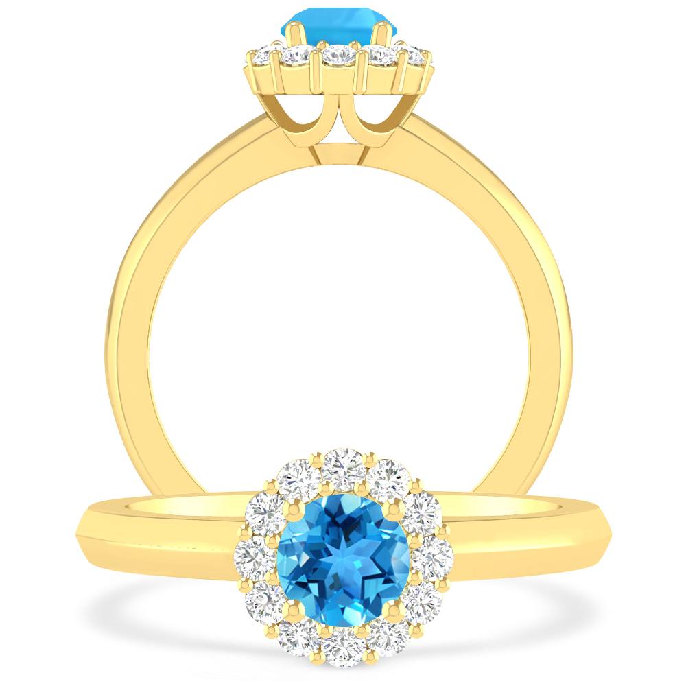 Yellow Gold - Blue Topaz