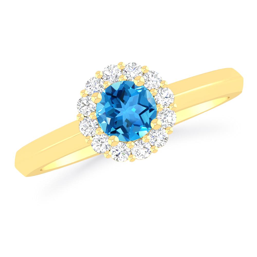 Yellow Gold - Blue Topaz