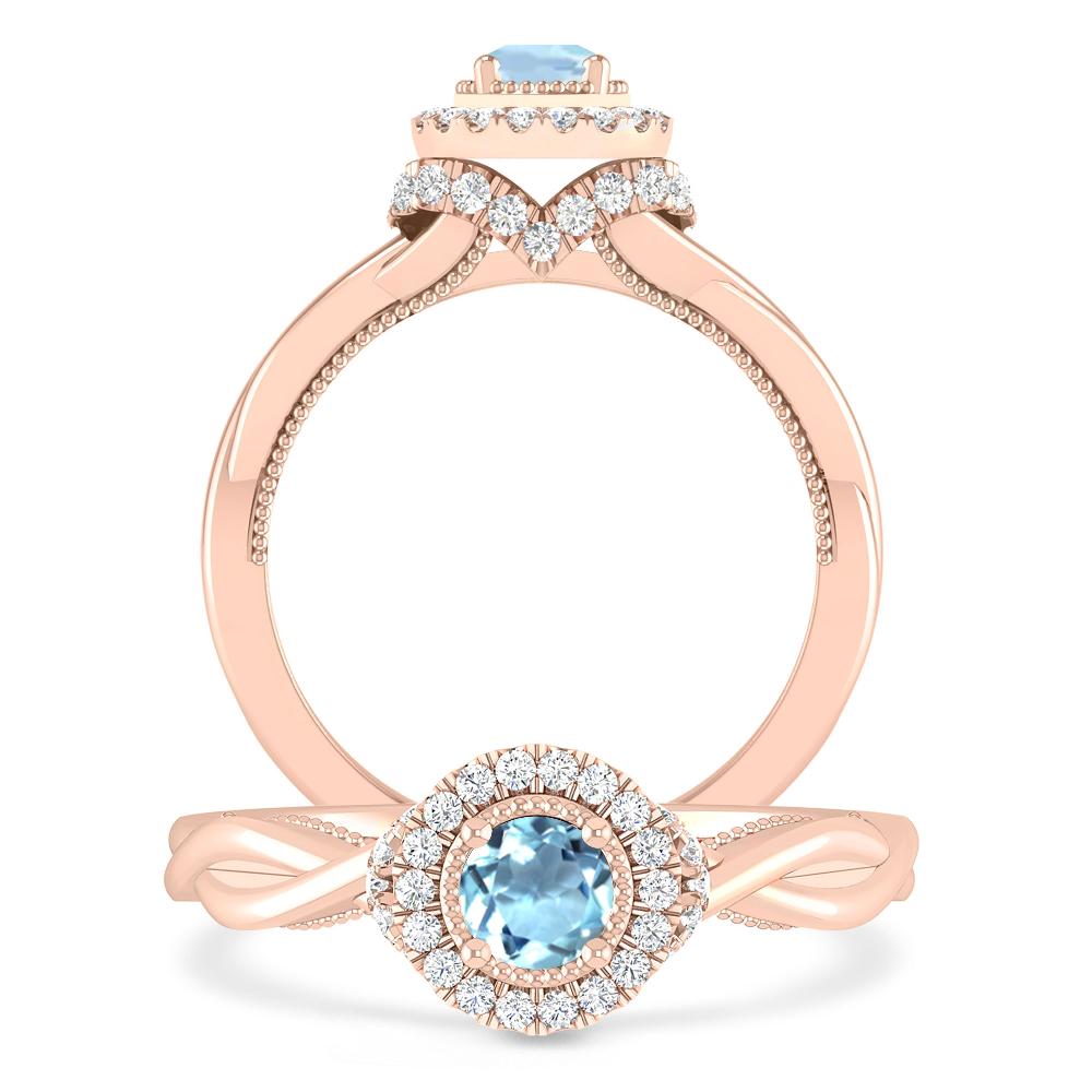 Rose Gold - Aquamarine