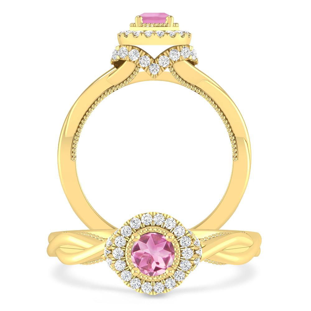 Yellow Gold - Pink Tourmaline