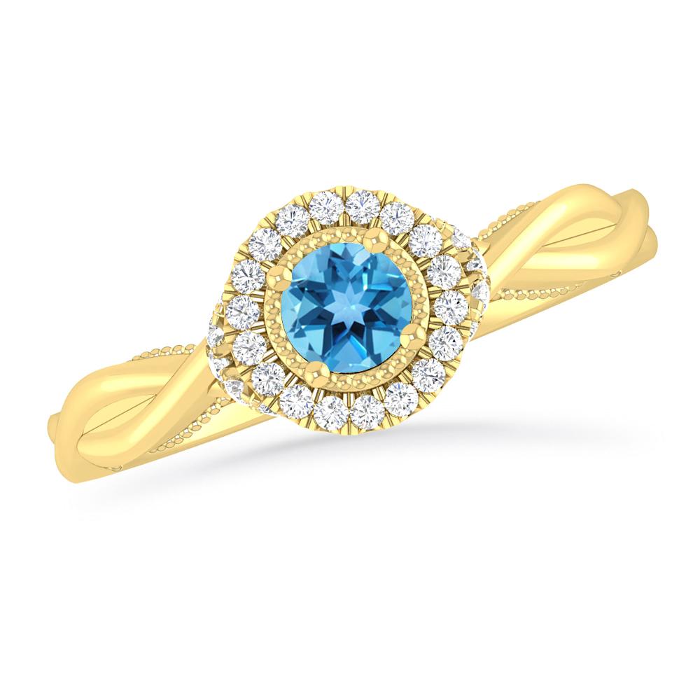 Yellow Gold - Blue Topaz