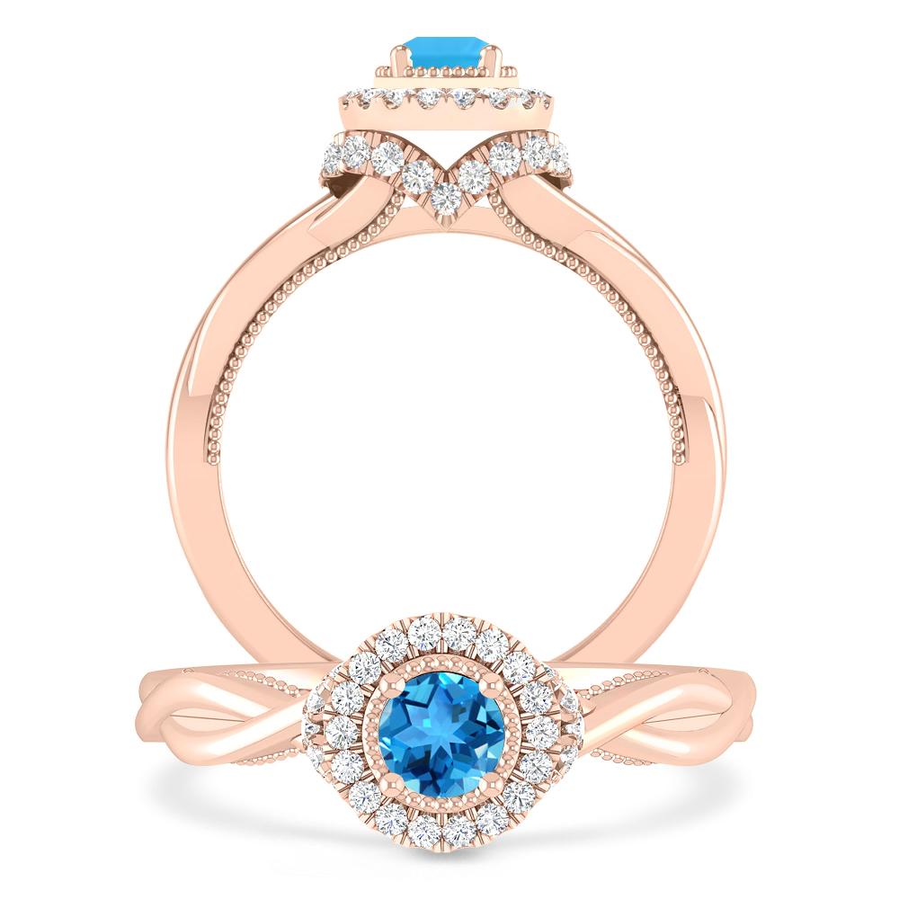 Rose Gold - Blue Topaz