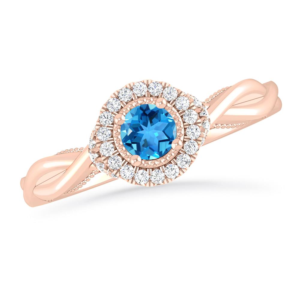 Rose Gold - Blue Topaz