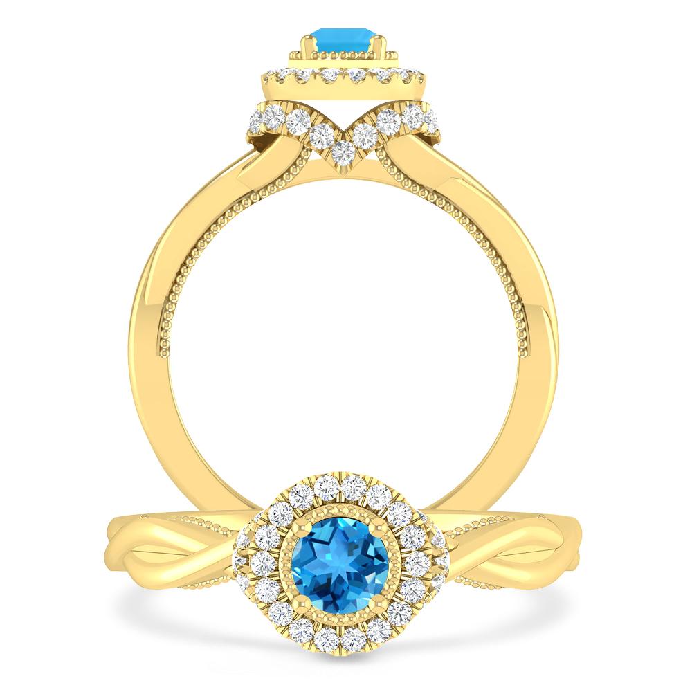 Yellow Gold - Blue Topaz