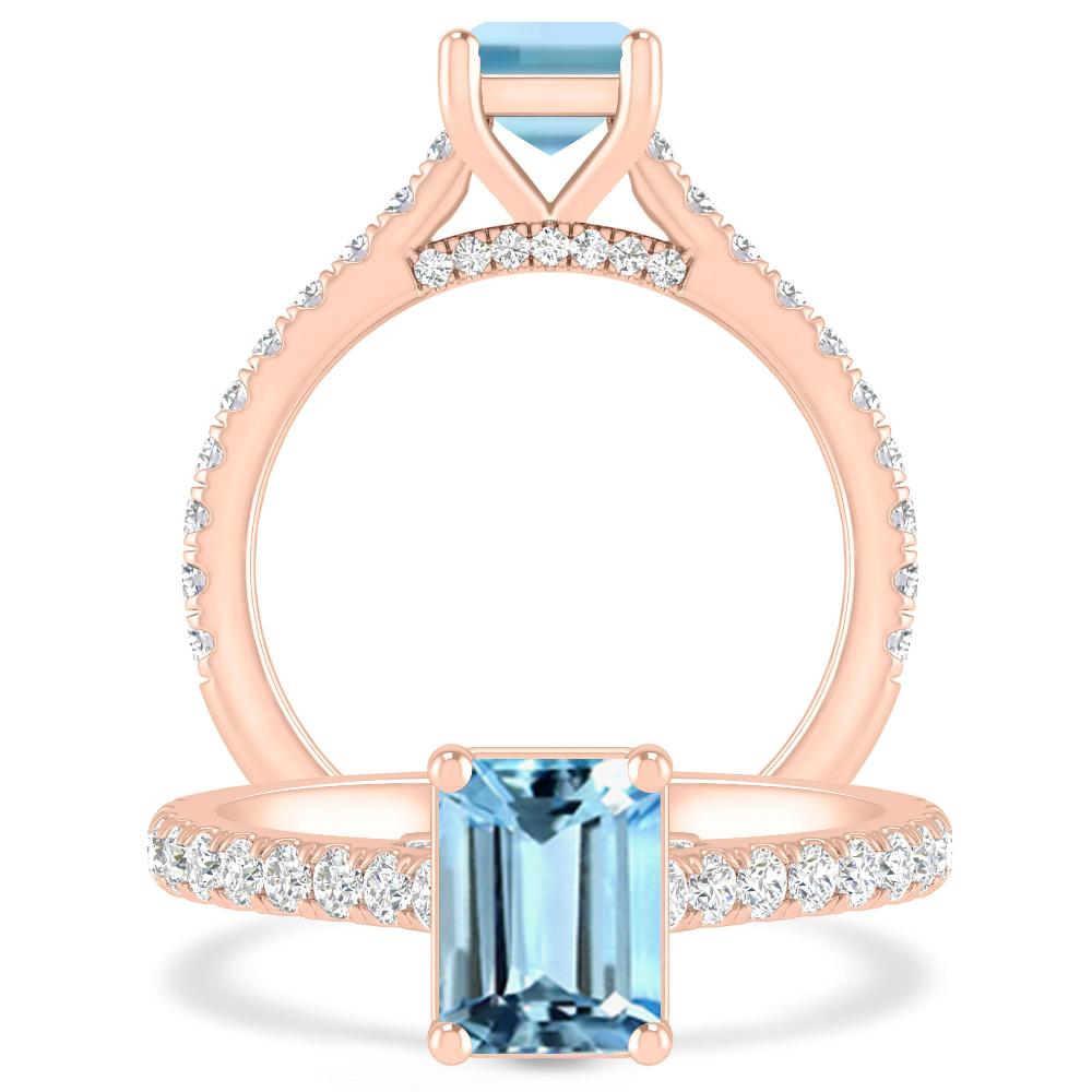 Rose Gold - Aquamarine