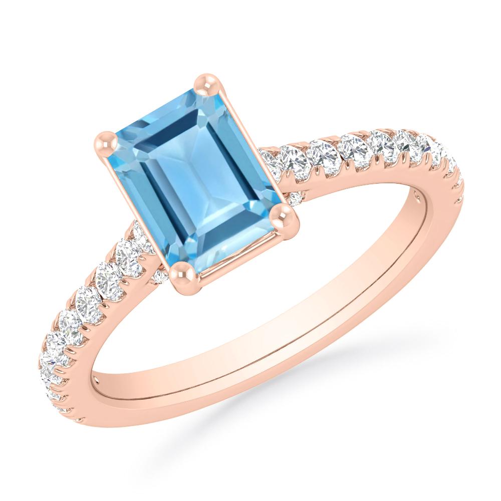 Rose Gold - Blue Topaz