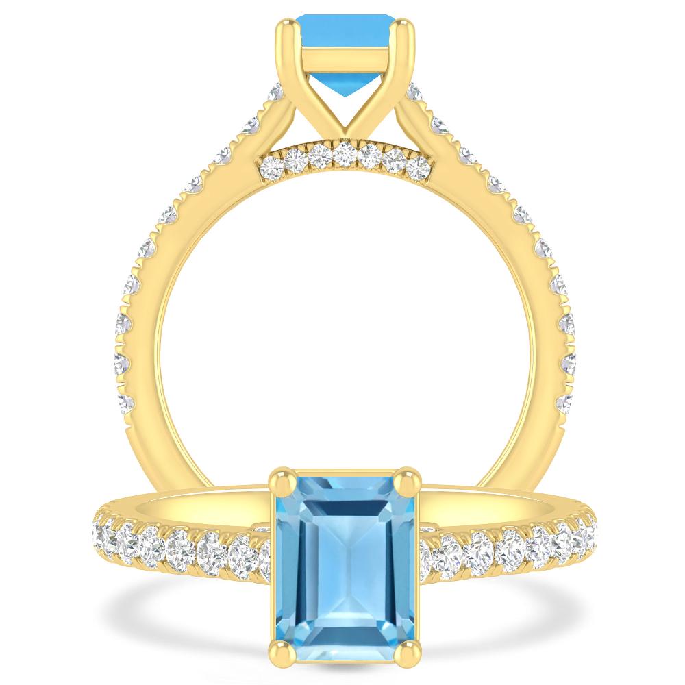 Yellow Gold - Blue Topaz