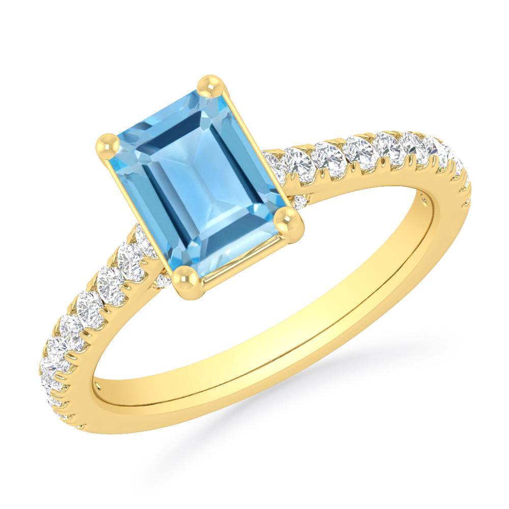 Yellow Gold - Blue Topaz