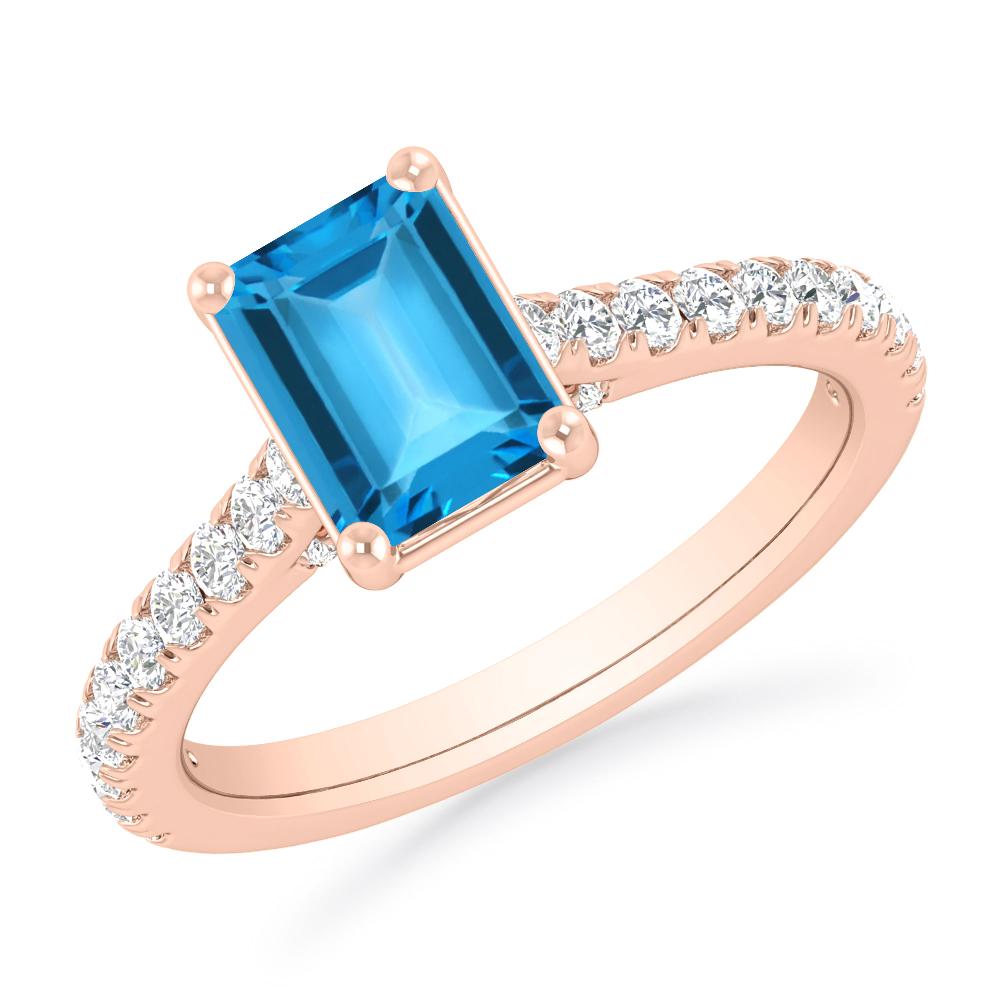 Rose Gold - Blue Topaz