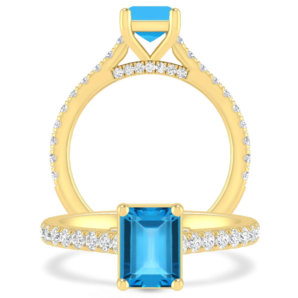 Yellow Gold - Blue Topaz