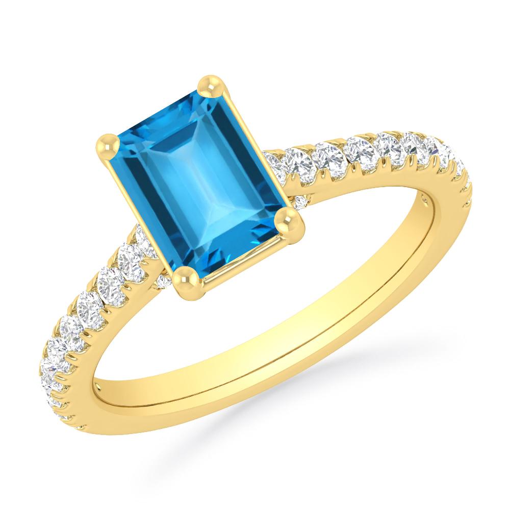 Yellow Gold - Blue Topaz