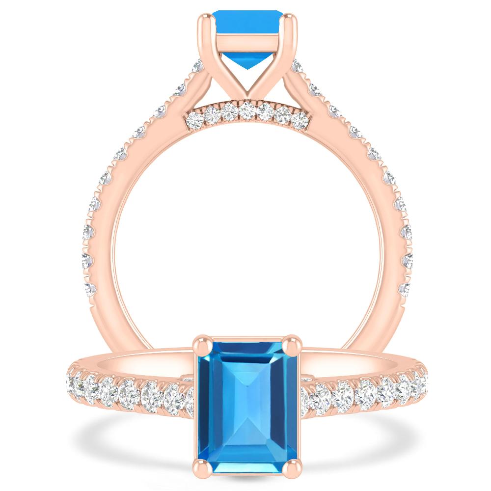 Rose Gold - Blue Topaz