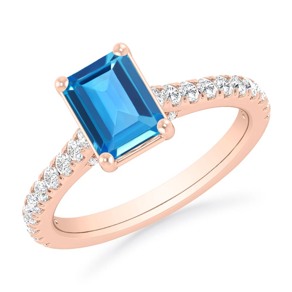 Rose Gold - Blue Topaz