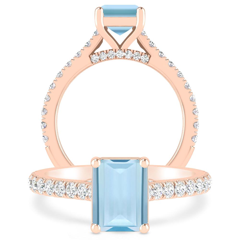 Rose Gold - Aquamarine