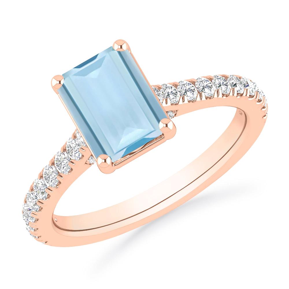 Rose Gold - Aquamarine