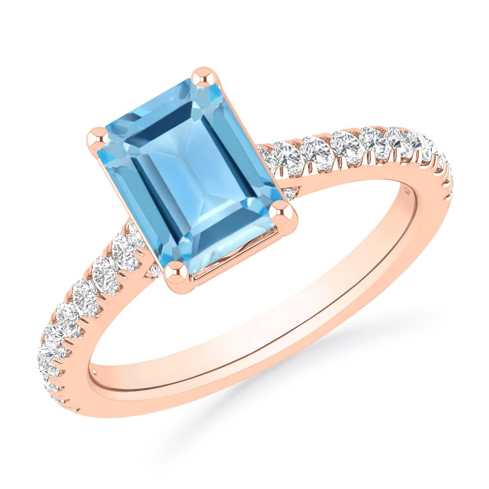 Rose Gold - Blue Topaz