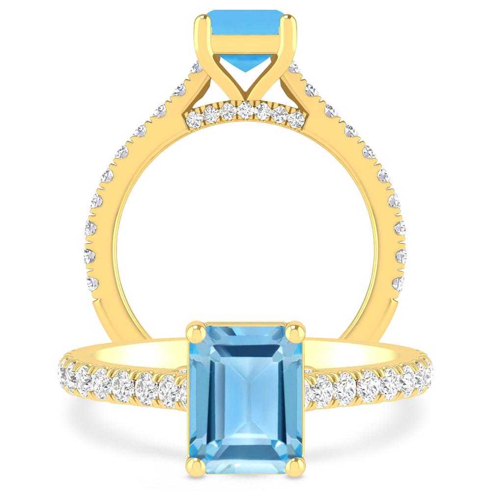 Yellow Gold - Blue Topaz