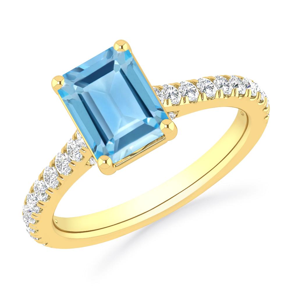 Yellow Gold - Blue Topaz