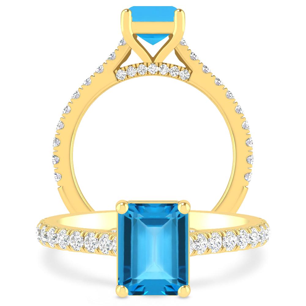 Yellow Gold - Blue Topaz