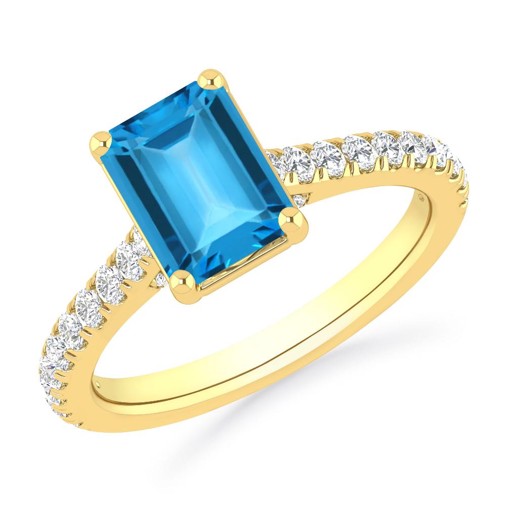 Yellow Gold - Blue Topaz