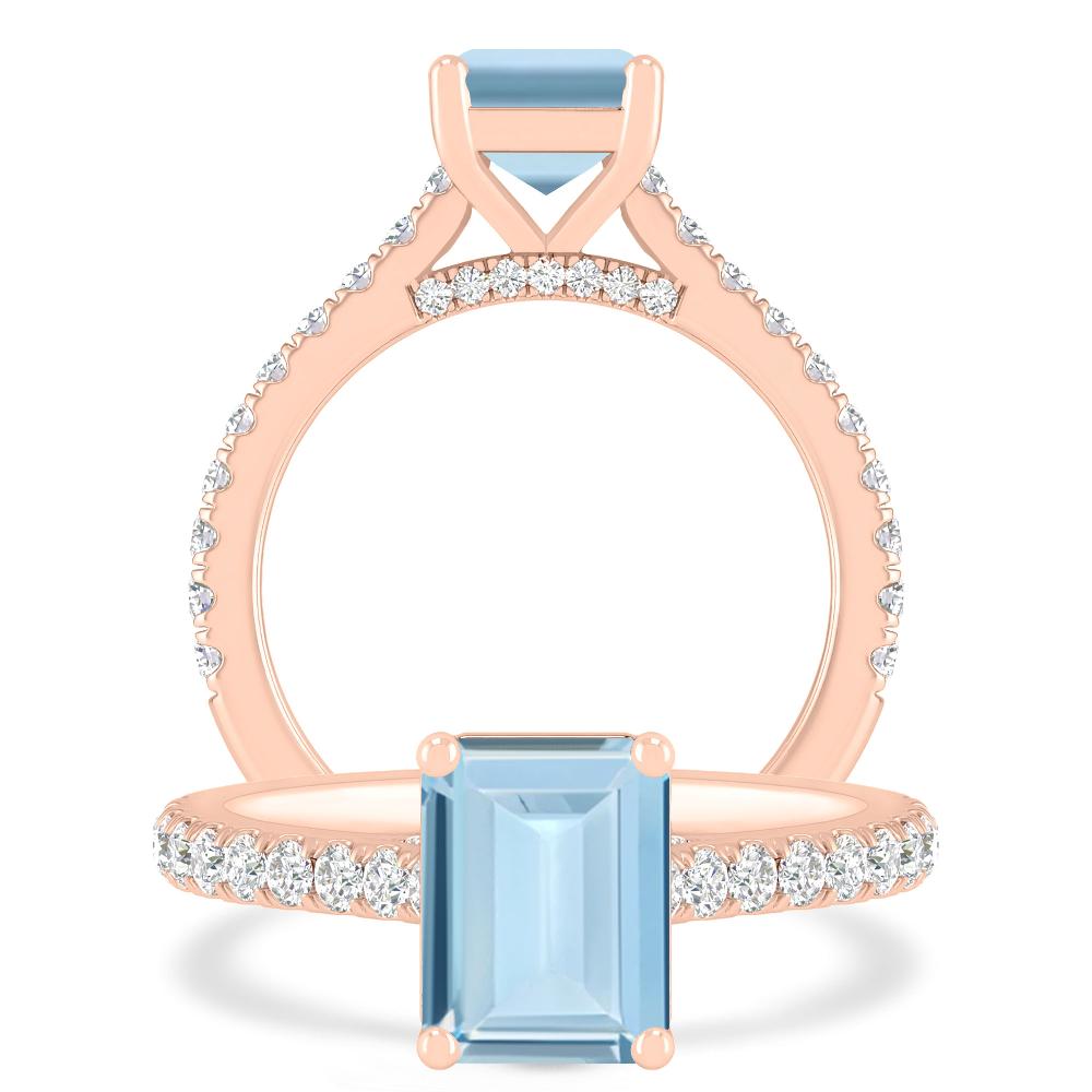 Rose Gold - Aquamarine