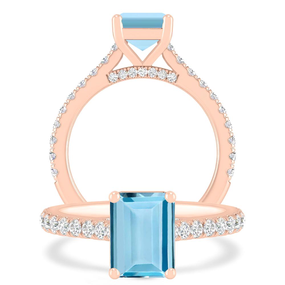 Rose Gold - Aquamarine