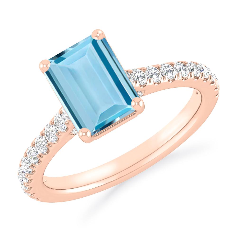 Rose Gold - Aquamarine