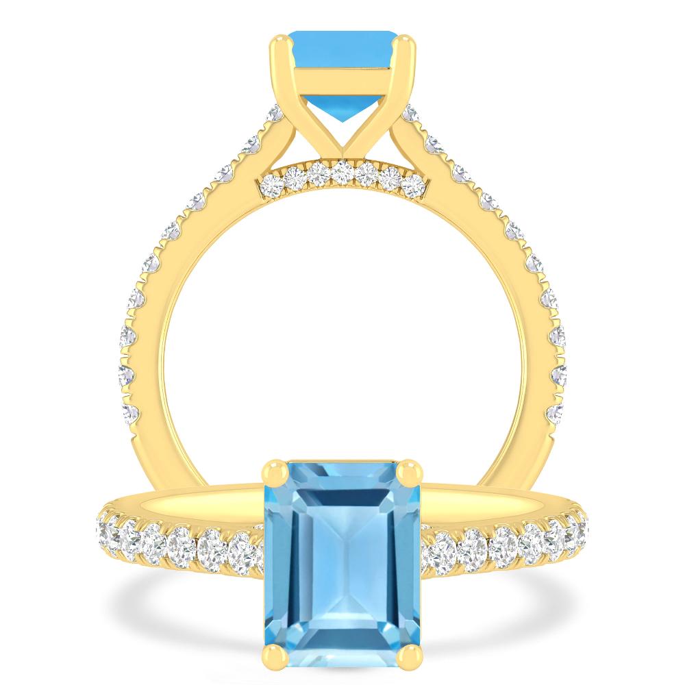 Yellow Gold - Blue Topaz