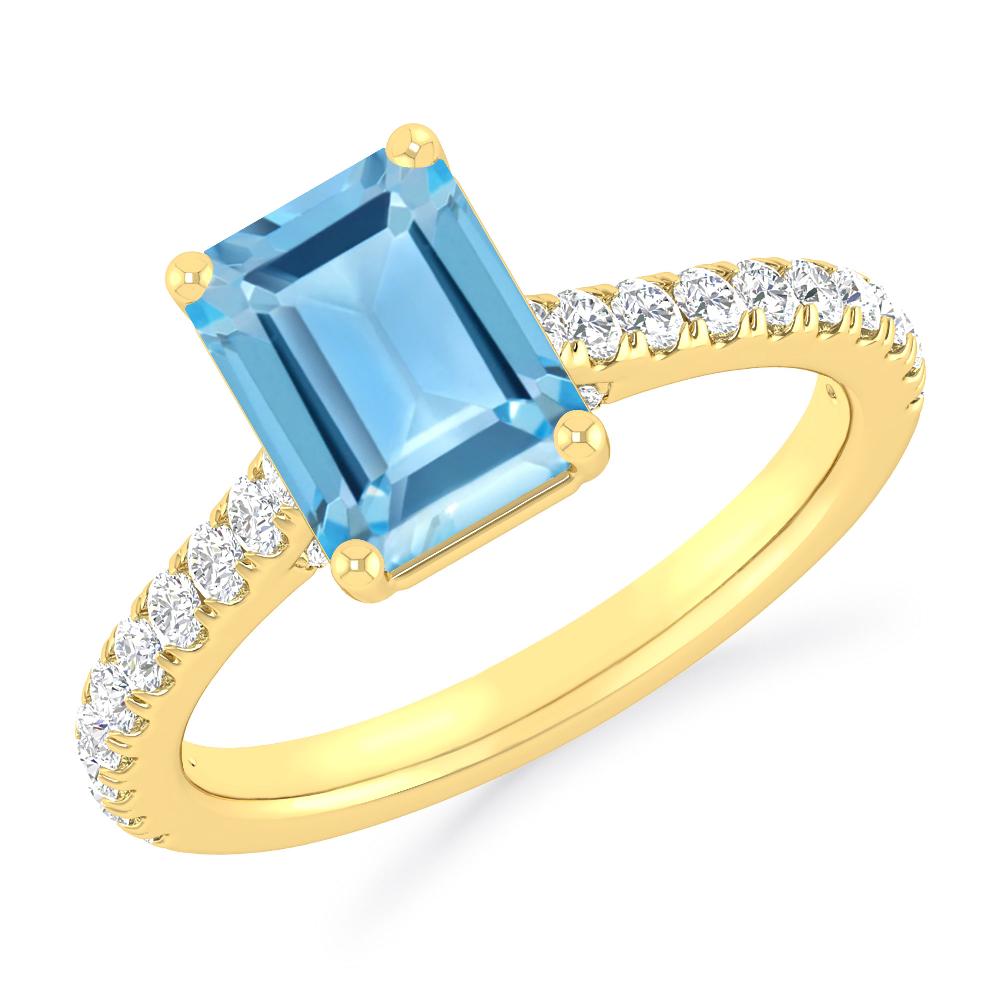 Yellow Gold - Blue Topaz