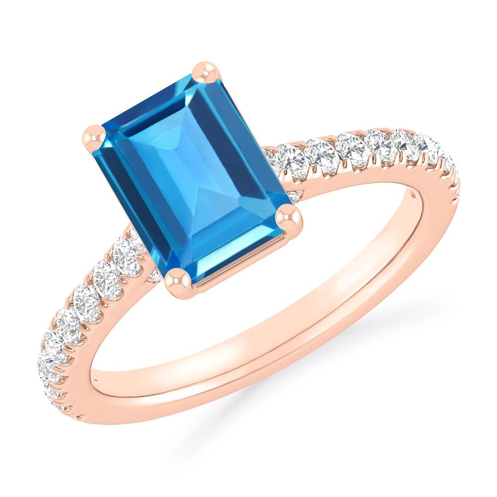 Rose Gold - Blue Topaz