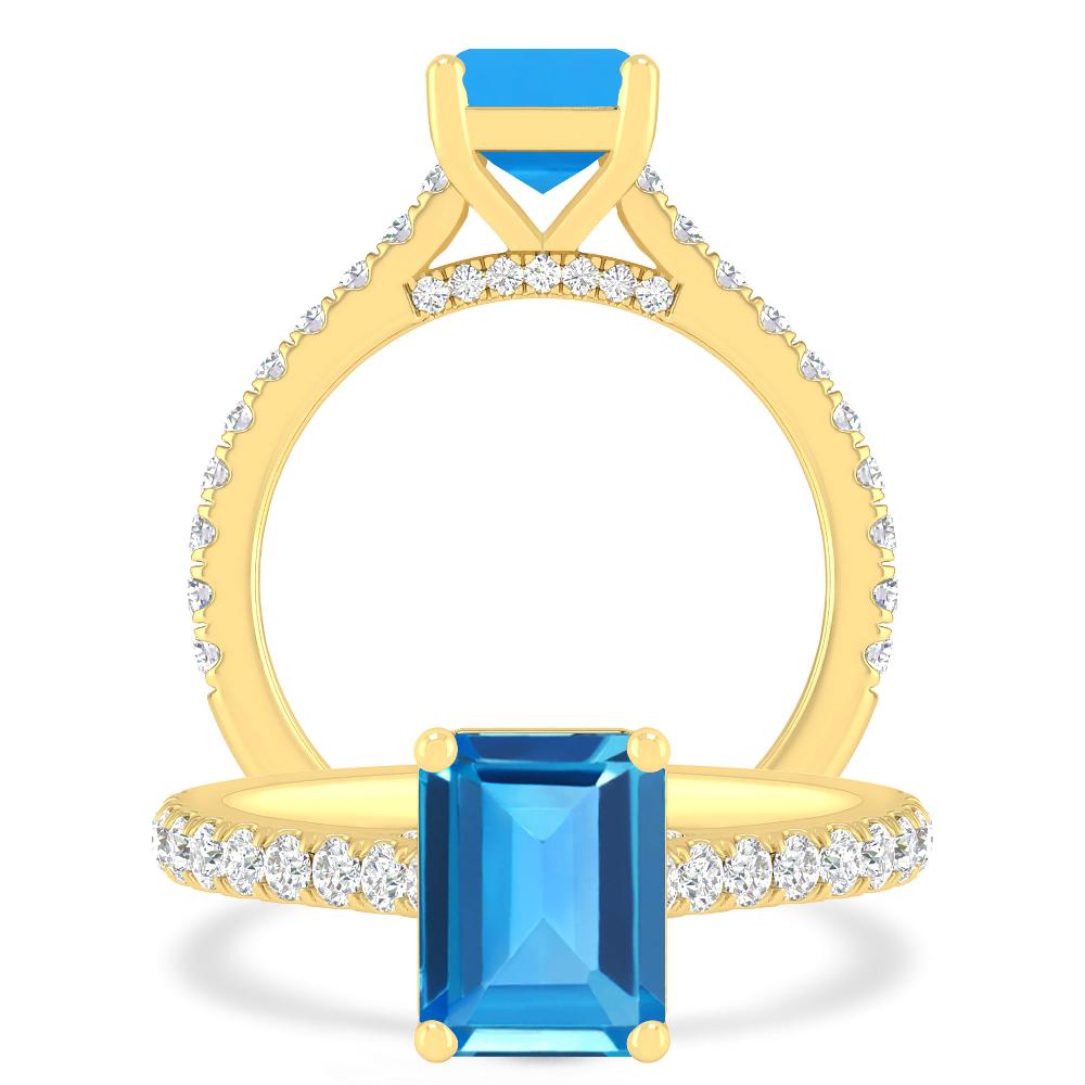 Yellow Gold - Blue Topaz