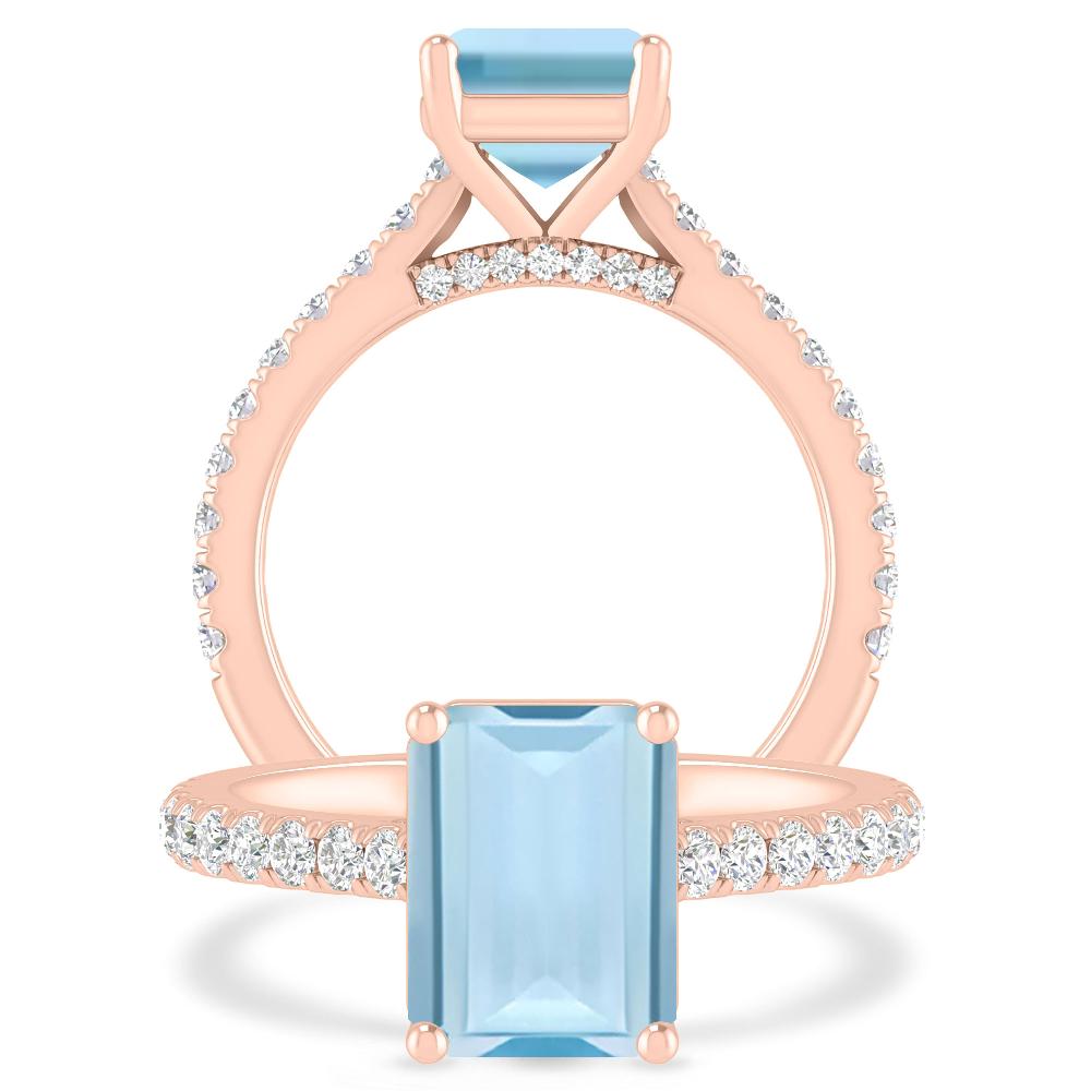 Rose Gold - Aquamarine