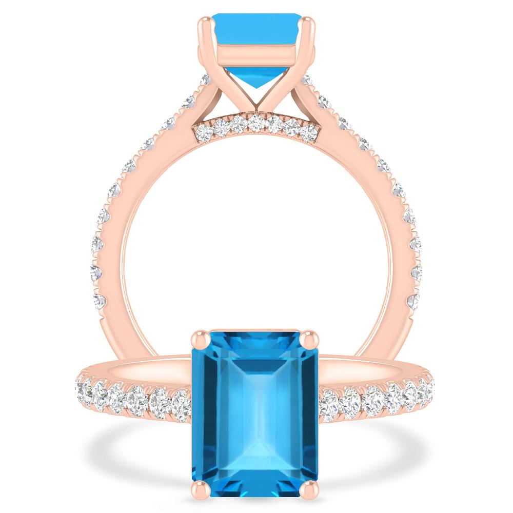 Rose Gold - Blue Topaz