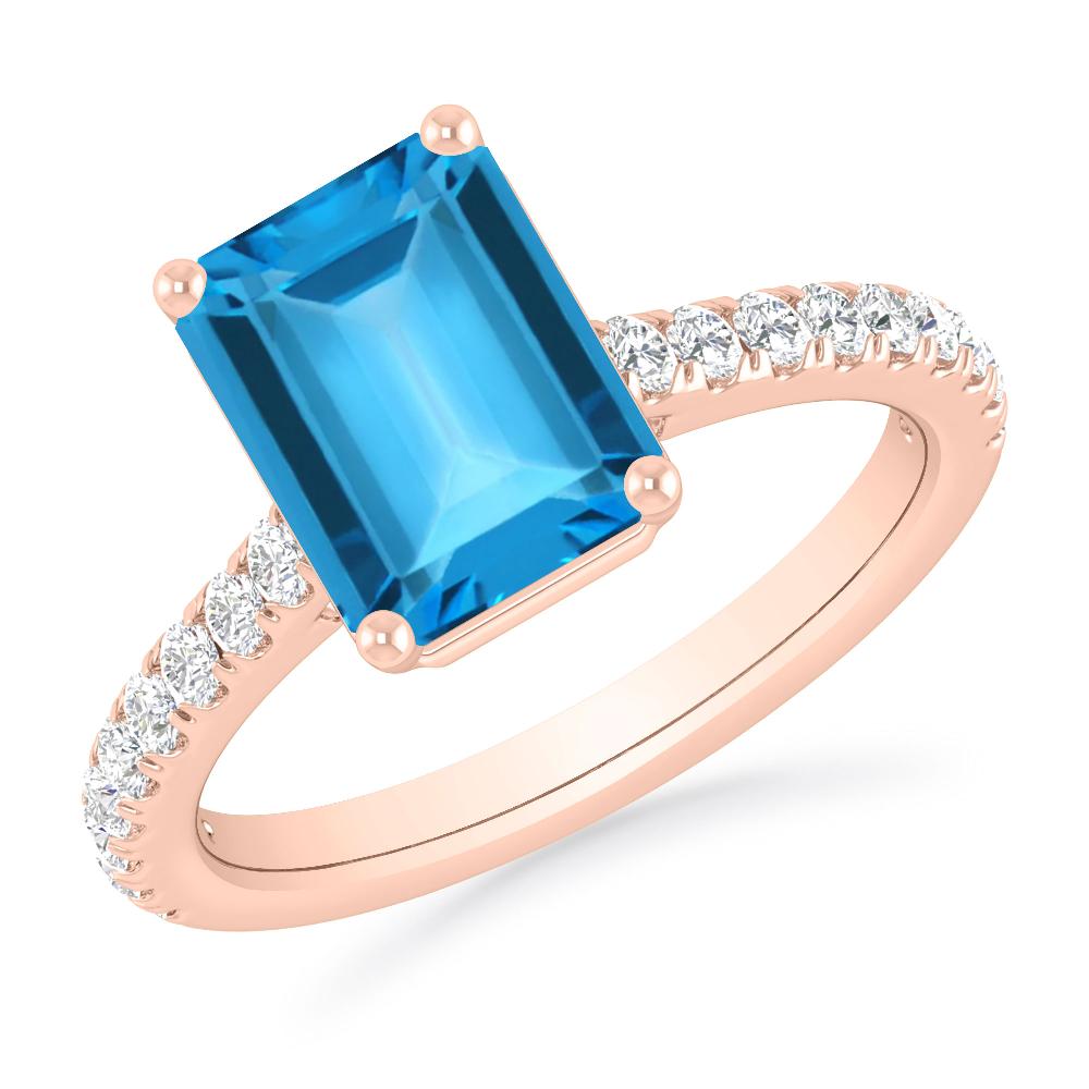 Rose Gold - Blue Topaz