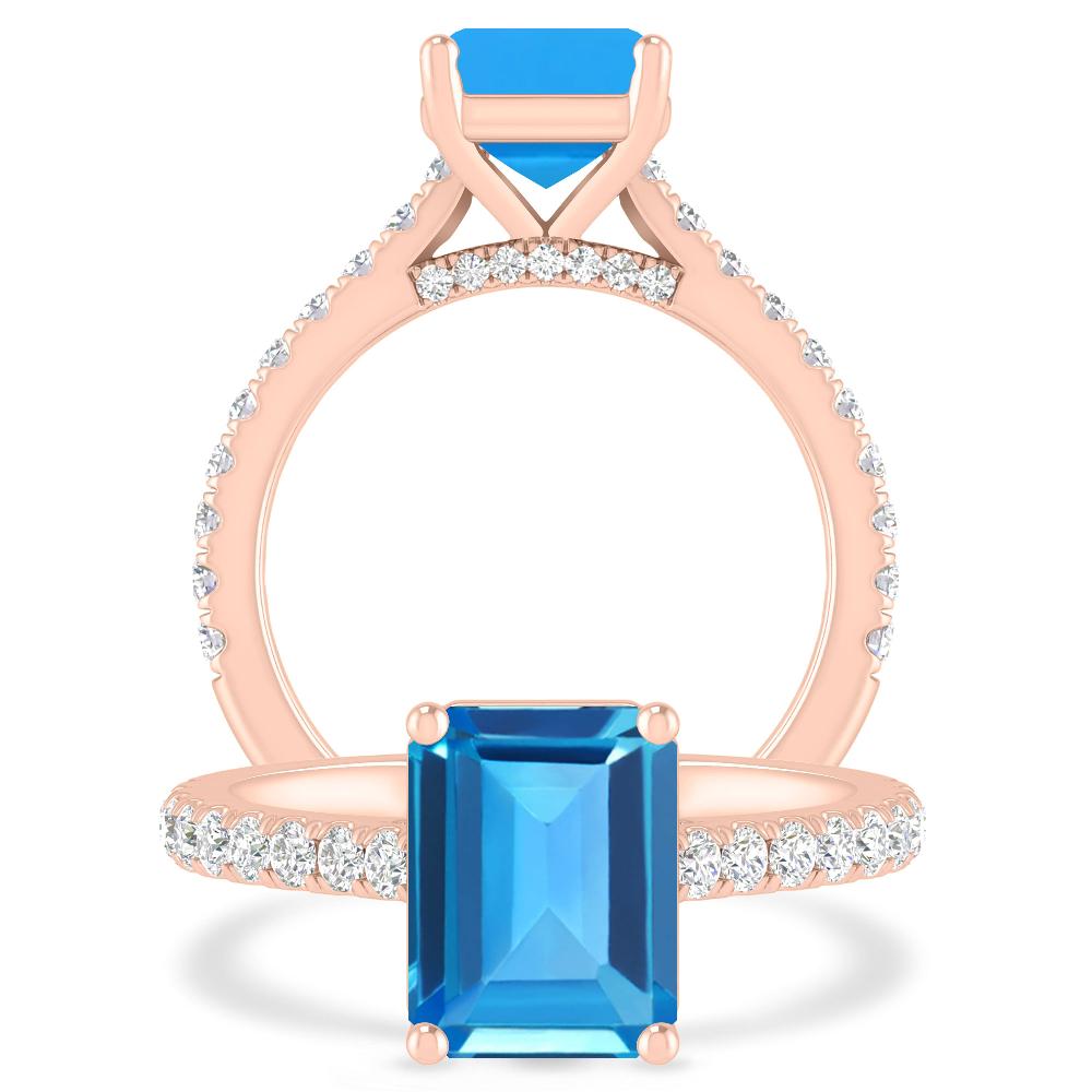 Rose Gold - Blue Topaz