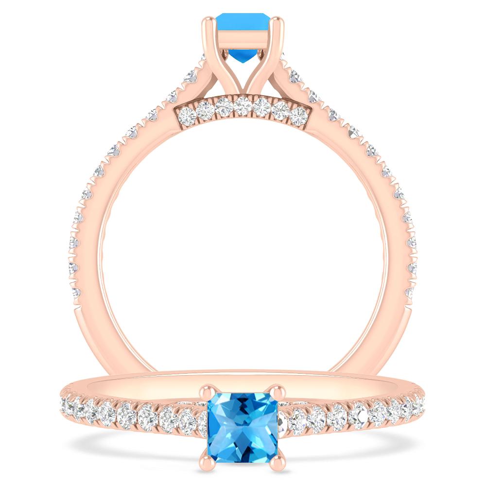 Rose Gold - Blue Topaz