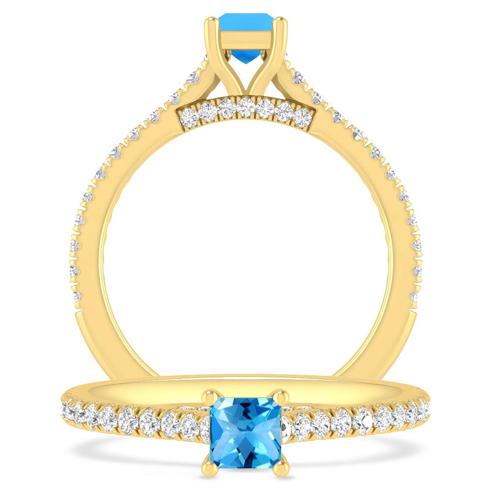 Yellow Gold - Blue Topaz