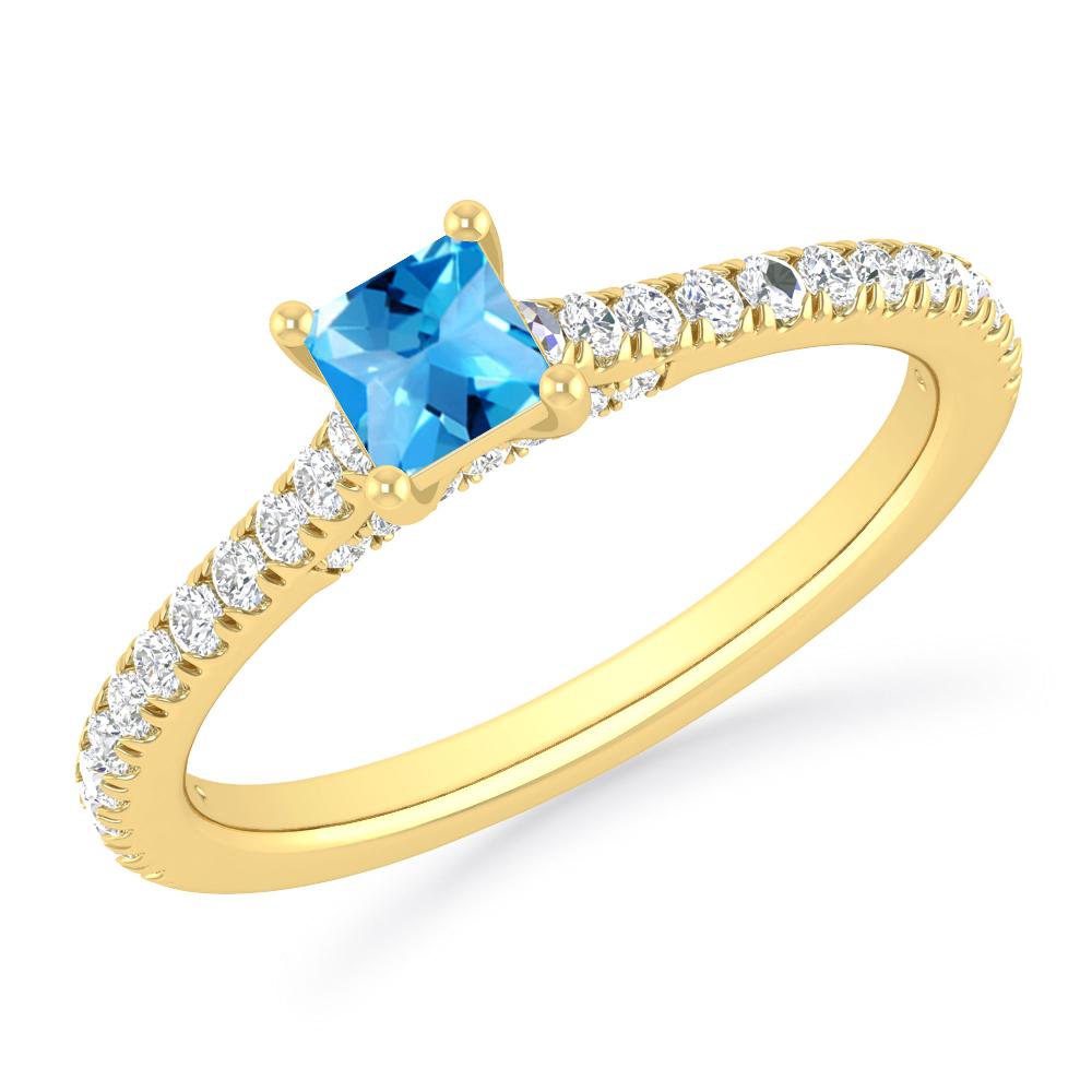 Yellow Gold - Blue Topaz