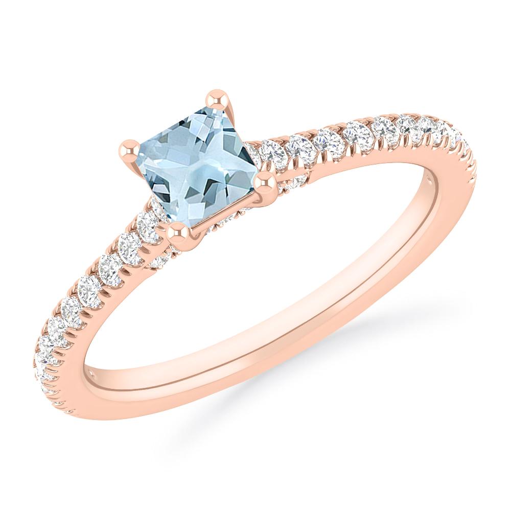 Rose Gold - Aquamarine