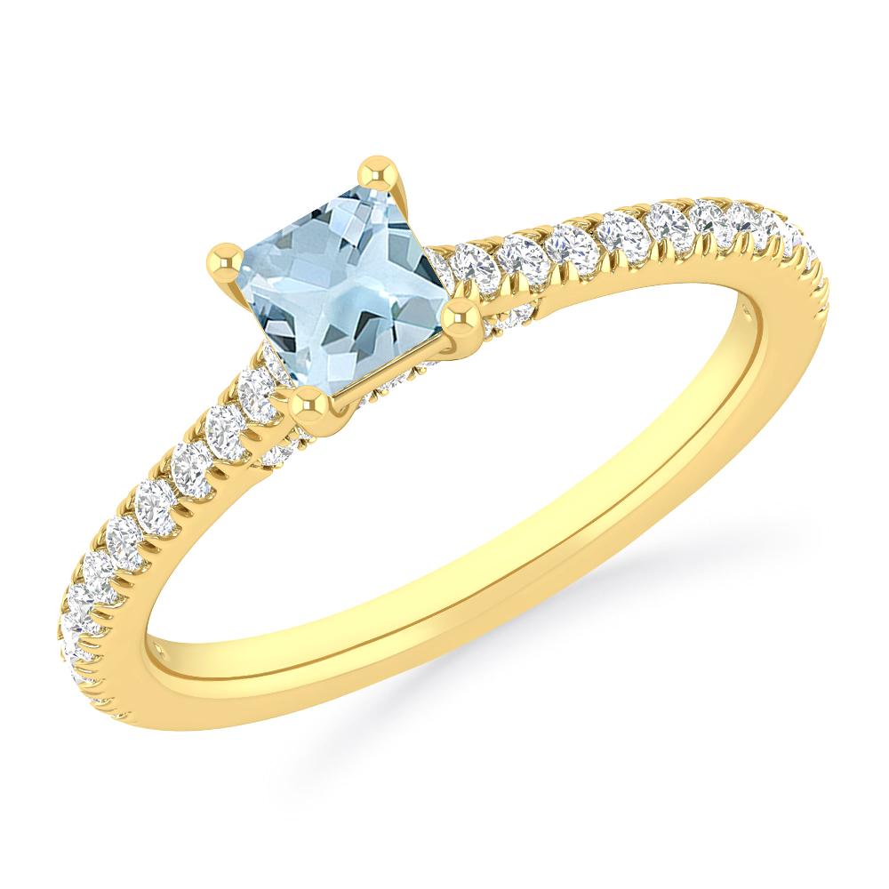 Yellow Gold - Aquamarine