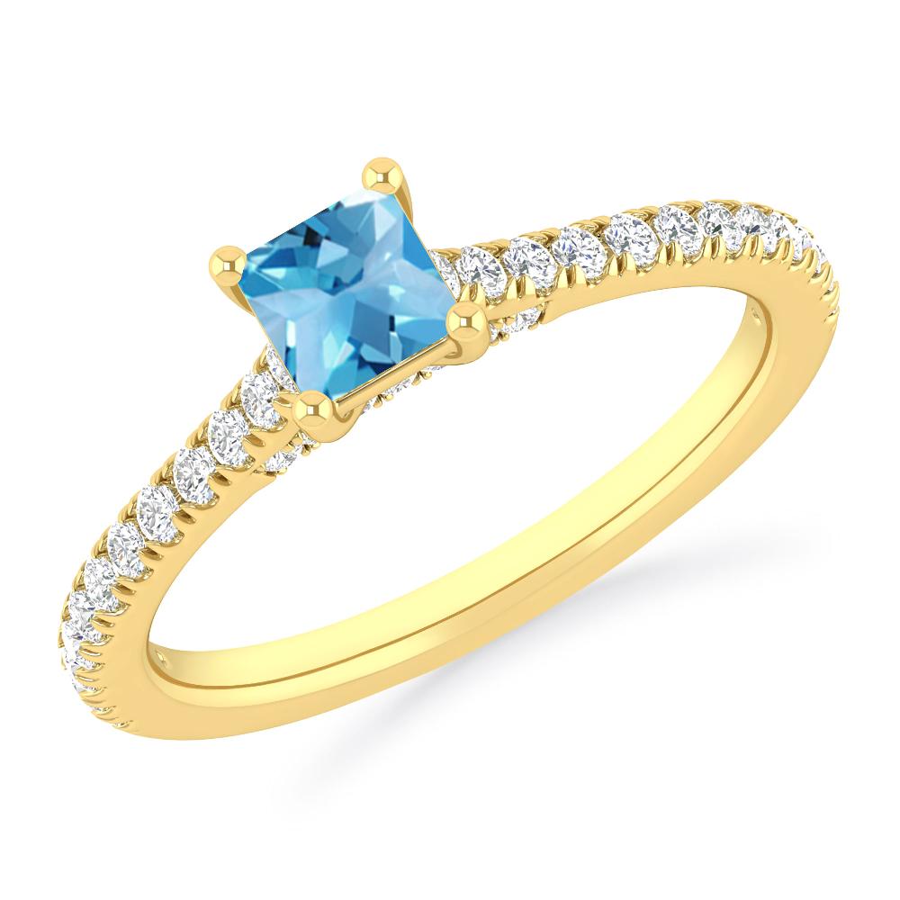 Yellow Gold - Blue Topaz