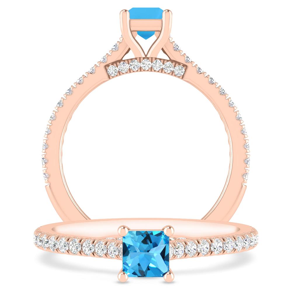 Rose Gold - Blue Topaz