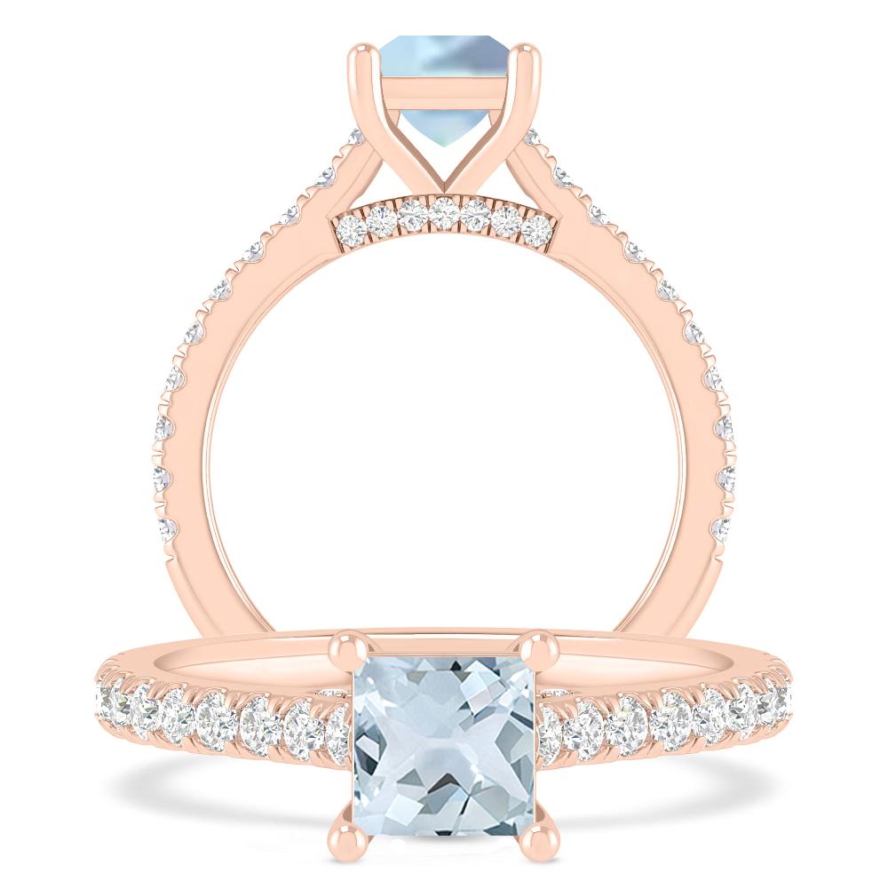 Rose Gold - Aquamarine