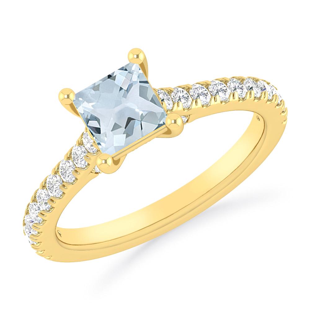 Yellow Gold - Aquamarine