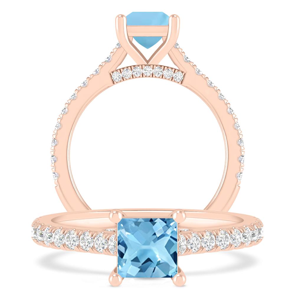 Rose Gold - Blue Topaz