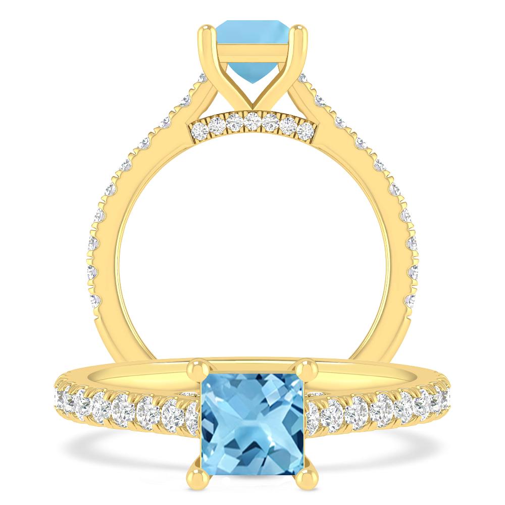 Yellow Gold - Blue Topaz