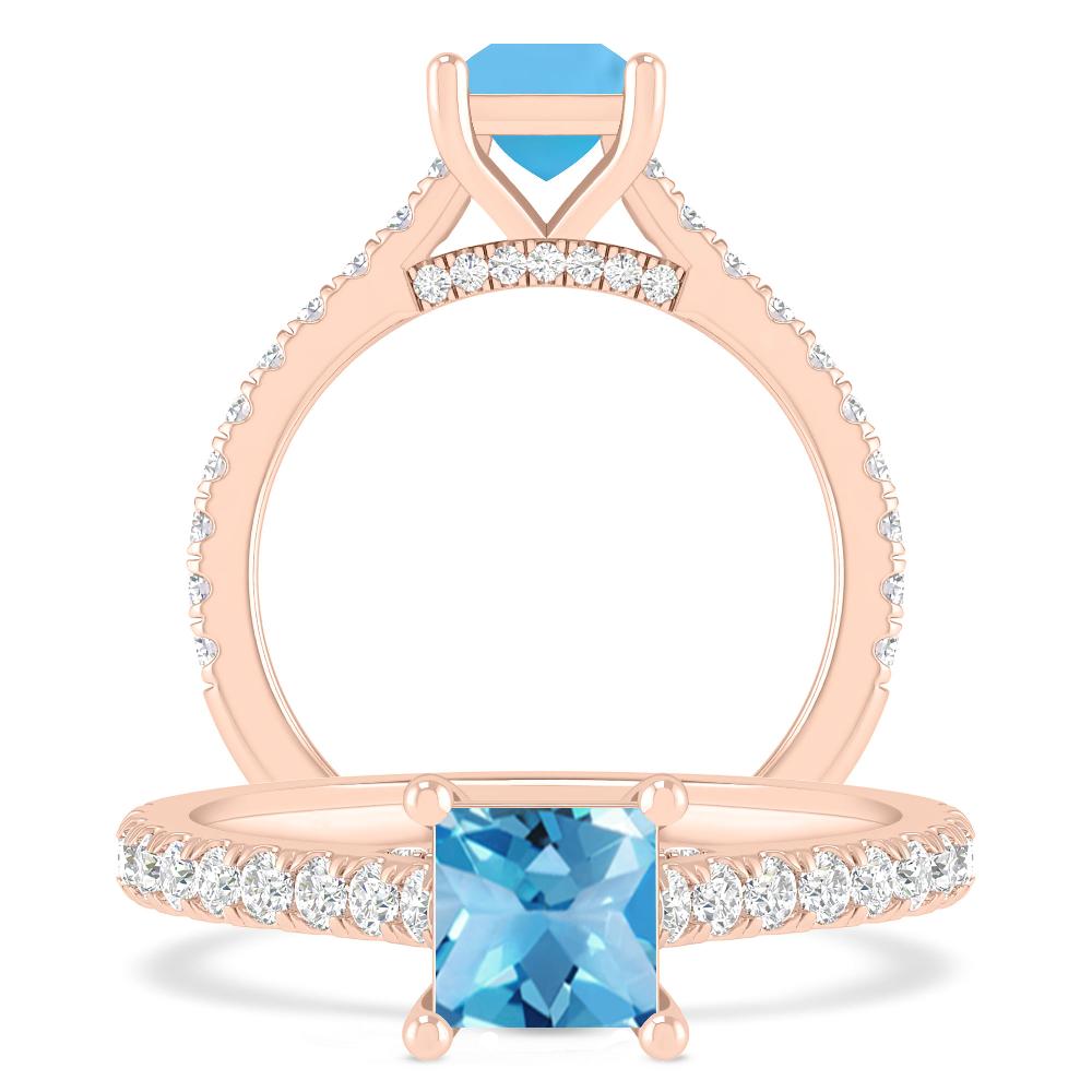 Rose Gold - Blue Topaz