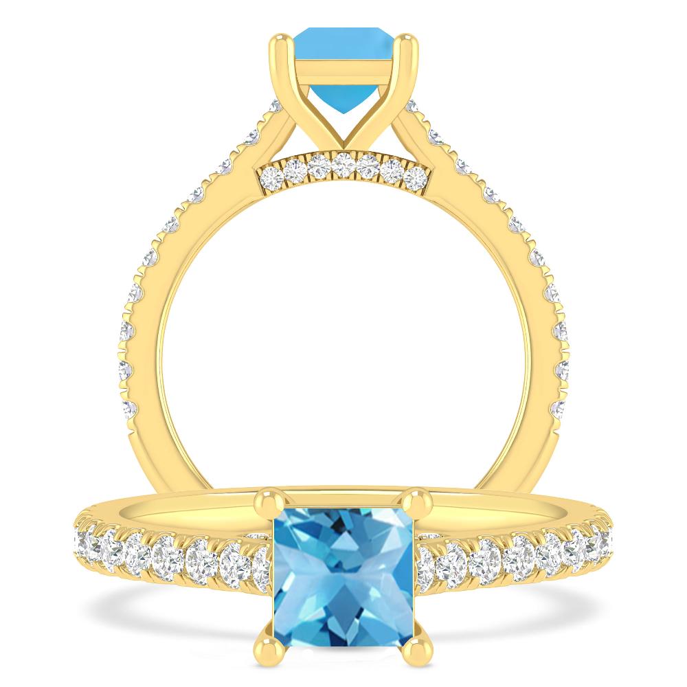 Yellow Gold - Blue Topaz