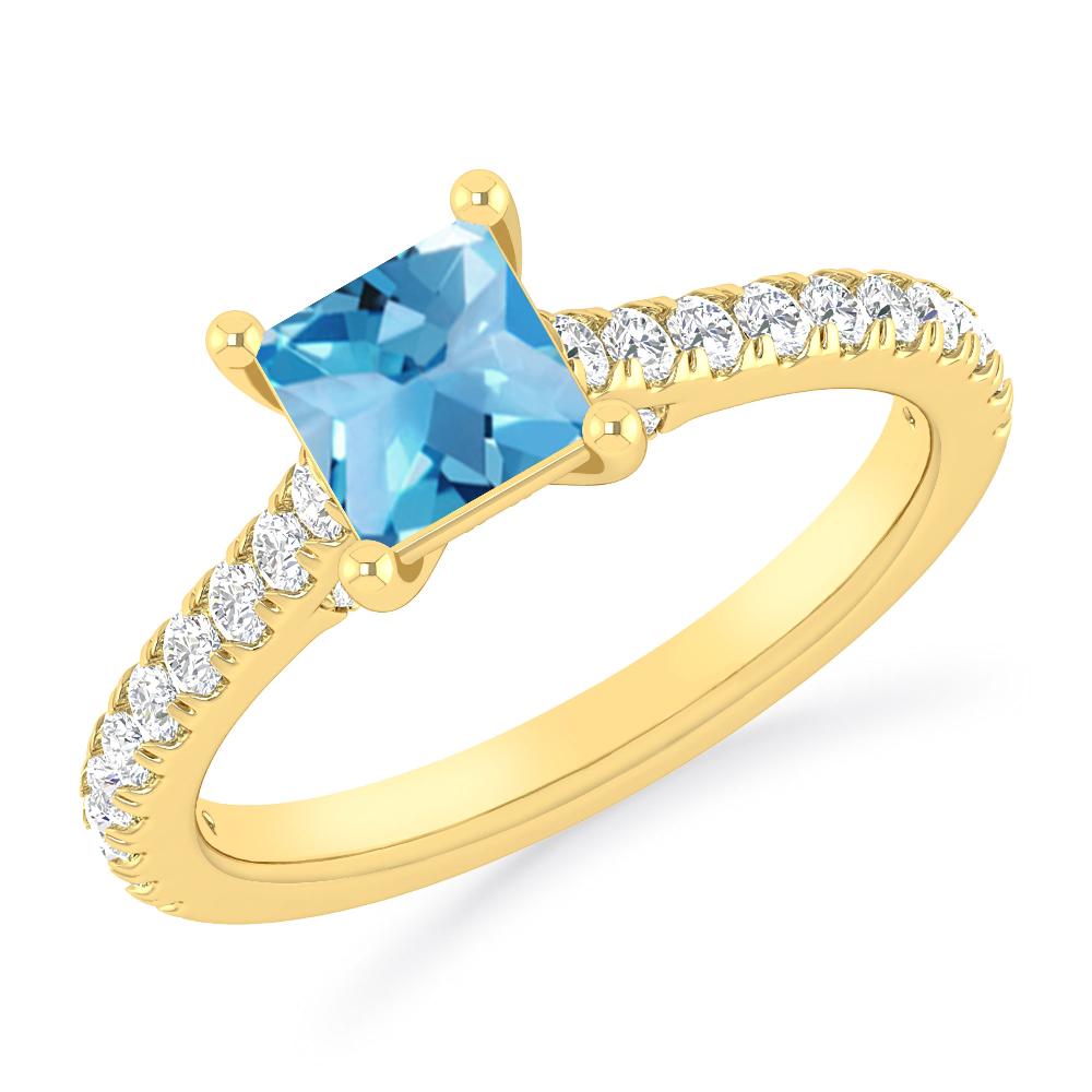 Yellow Gold - Blue Topaz