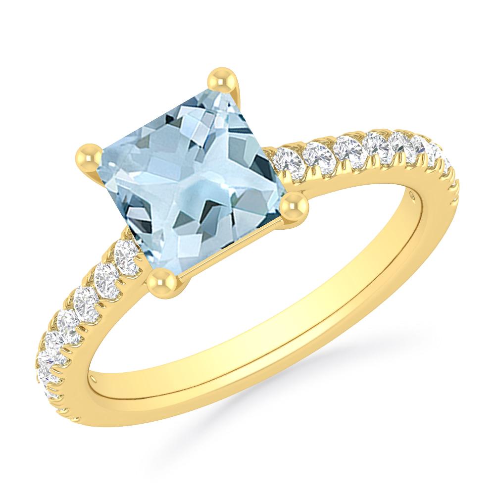 Yellow Gold - Aquamarine